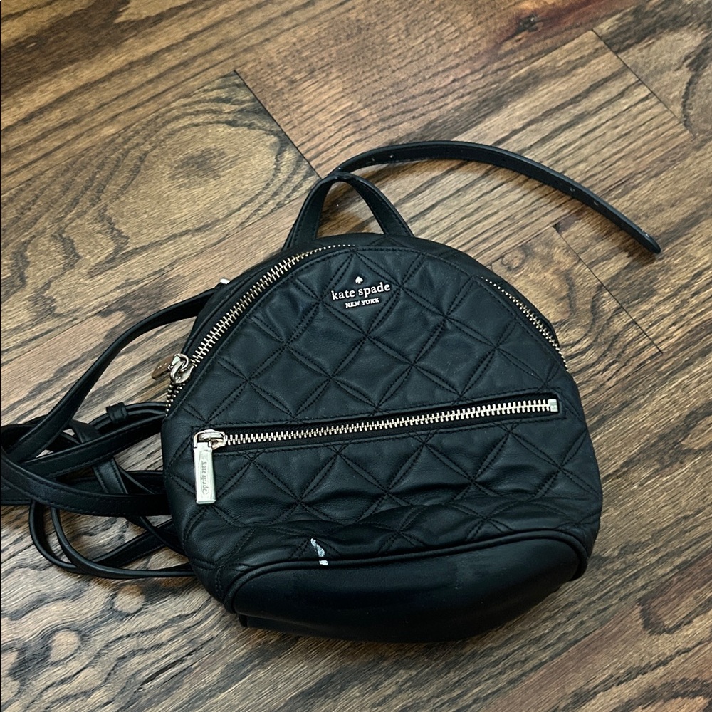 kate spade Black Quilted Mini Backpack Crossbody